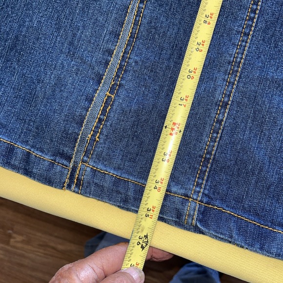 vtg no fuze denim skirt 10/12 pocket 1990's blue mid length - Picture 6 of 14